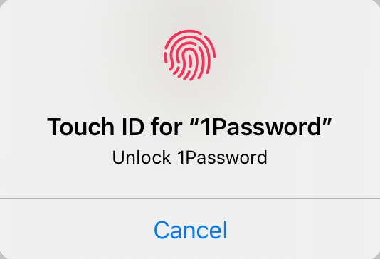 The Touch ID prompt in 1Password for iOS