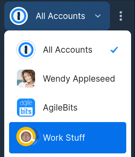 Accounts and collections in the sidebar in 1Password for Linux