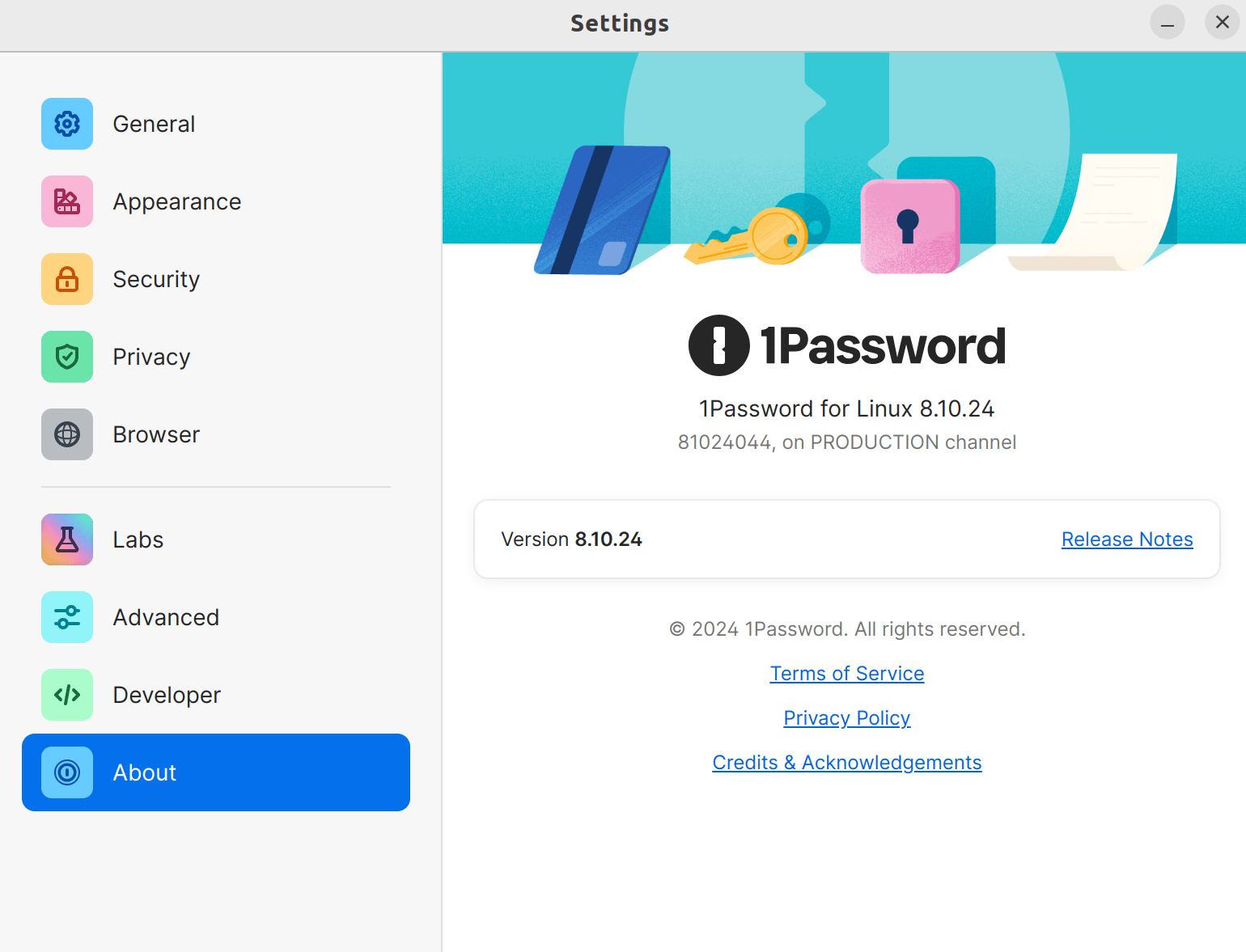 1Password for Linux version number