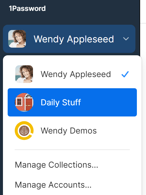 Manage an existing collection in 1Password.