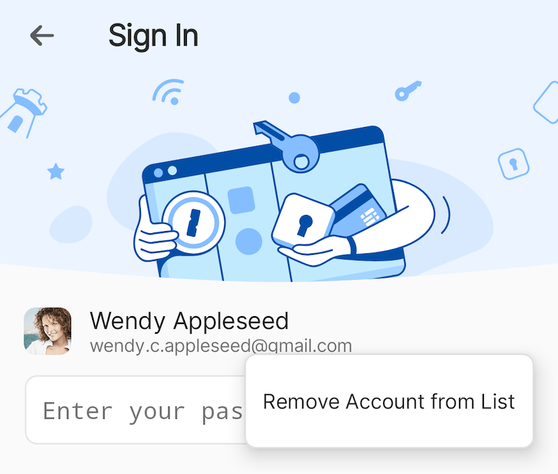 The option to remove an account from the Sign In screen.