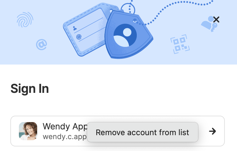 The option to remove an account from the Sign In screen.