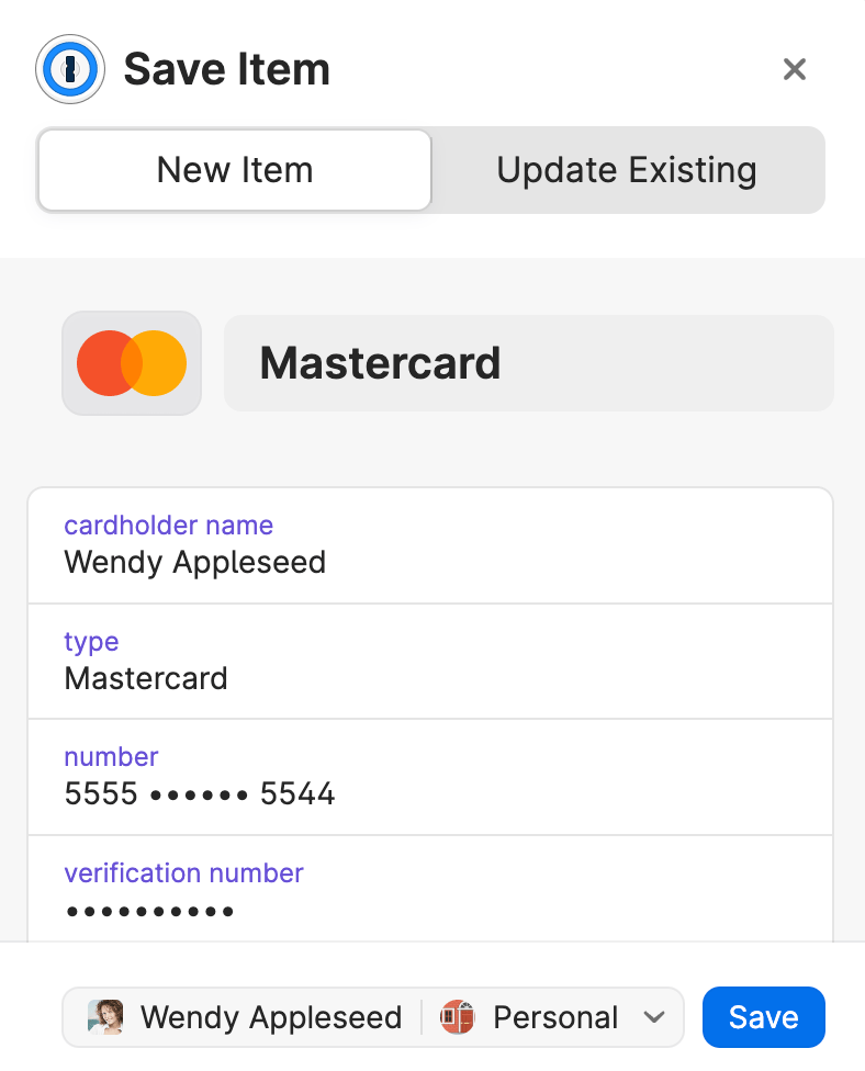 Edit credit card details