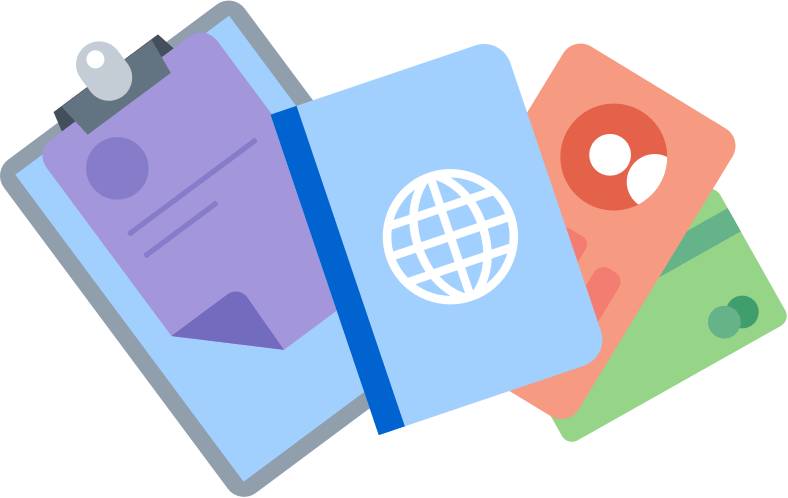 Document, passport, and driver's license icons