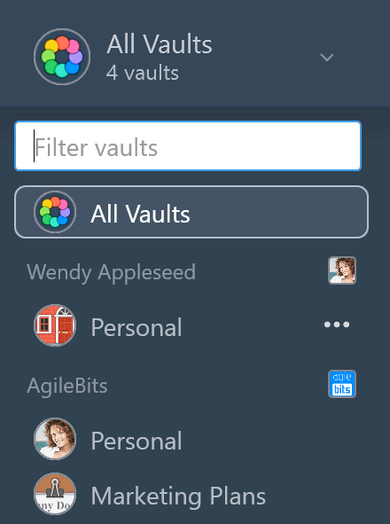 vaults in the sidebar