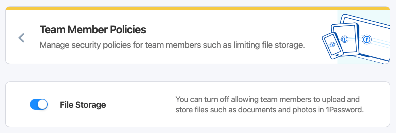 The team member policies available in 1Password Advanced Protection.