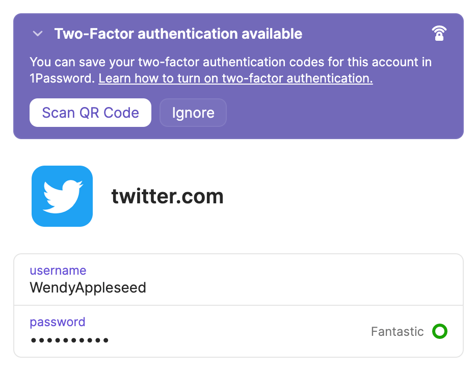 Item without two-factor authentication